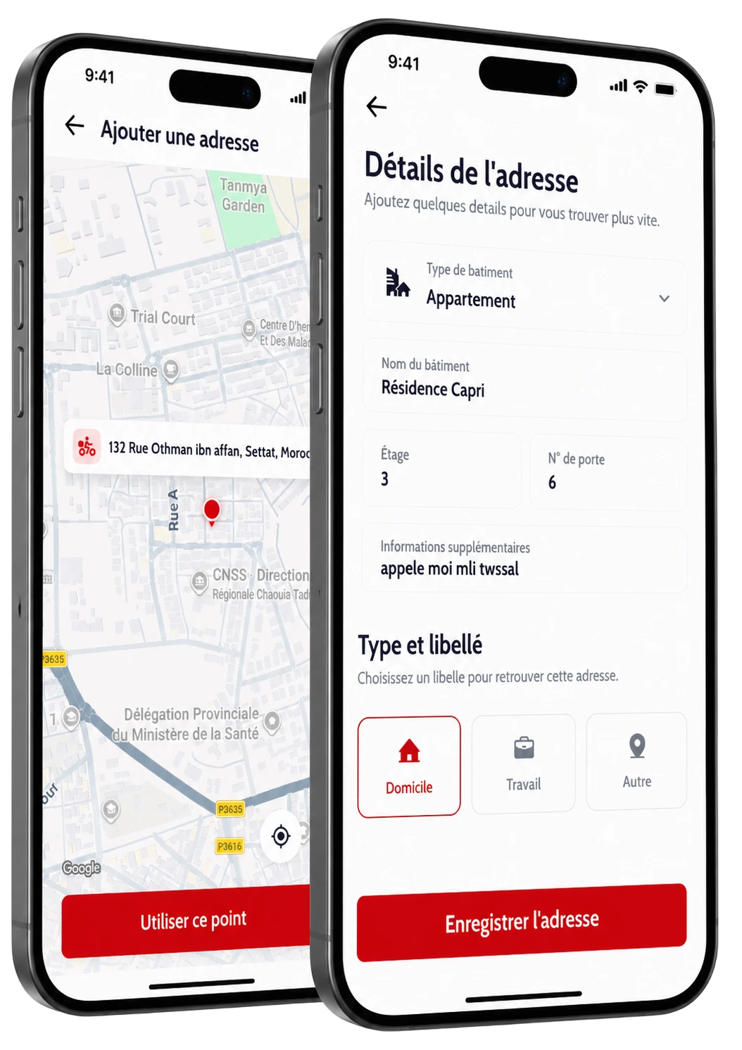L’enregistrement d’une adresse de livraison